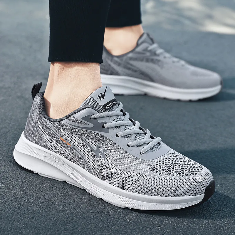 Binary Shock Absorbing, Non Slip, Wear Resistant, Breathable And Lightweight Low Top Running Shoes Unisex Gray-4