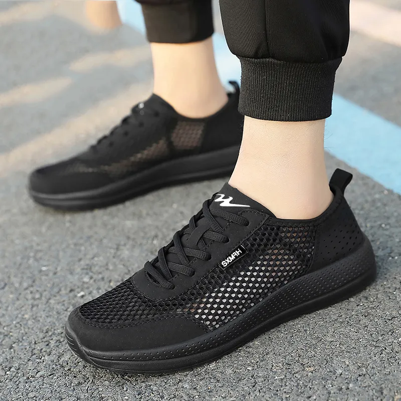 Binary Cushioning Slip Resistant Breathable Lightweight Rebound Low Top Running Shoes Men's Black Warrior-3