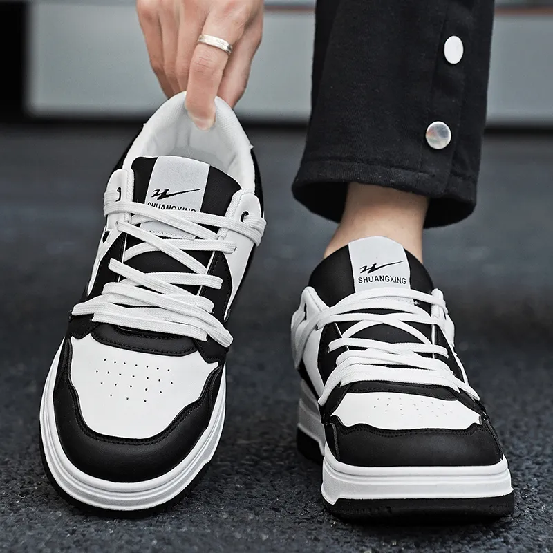 Binary Lightweight Breathable And Supportive Low Top Skateboard Shoes Men's Black White-9