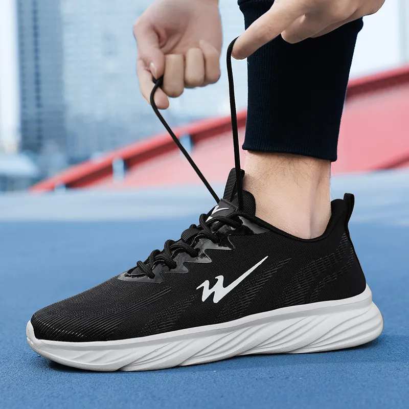 Binary Low Top Running Shoes Men's Black White-2