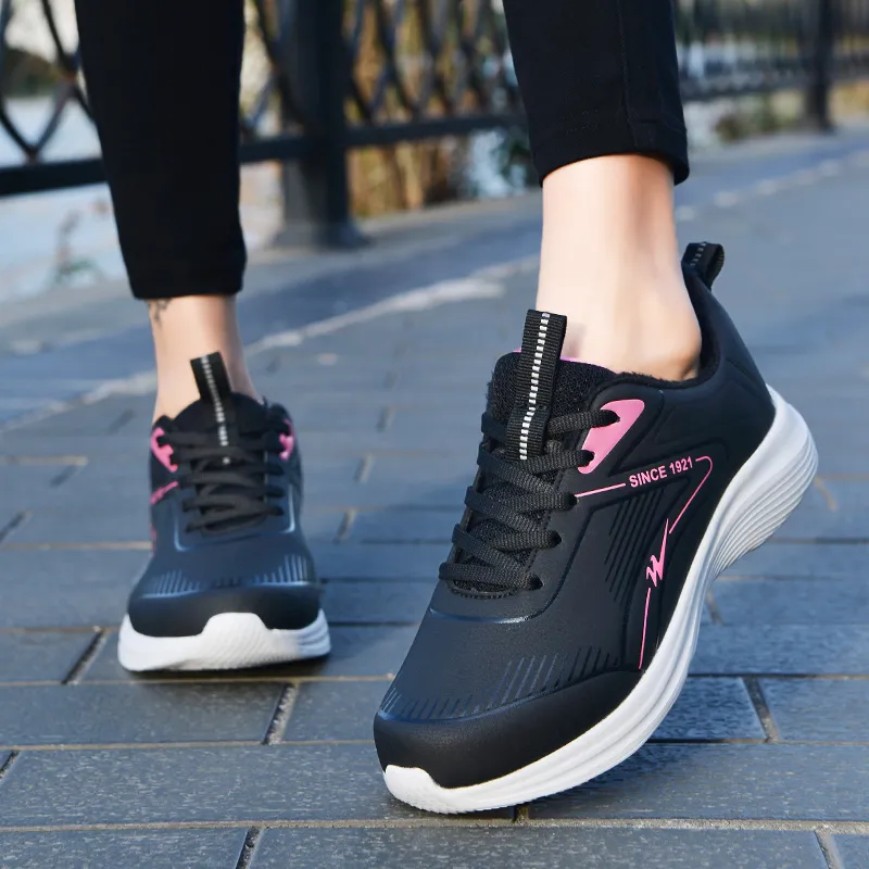 Binary Low Top Running Shoes Women's Black Rose Red-7