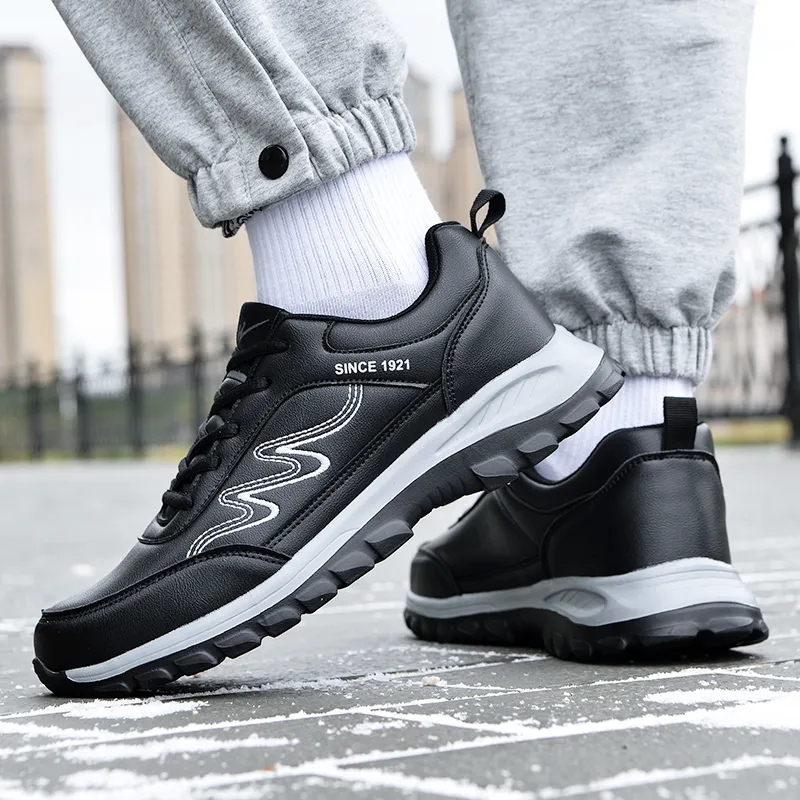 Binary Cushioning, Abrasion Resistant, Waterproof, Height Increasing Low Top Casual Shoes Men's Black-8