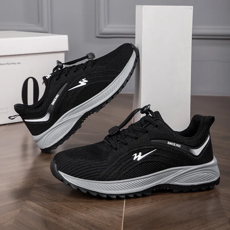 Binary Shock Absorbing, Non Slip, Wear Resistant, Breathable And Lightweight Low Top Casual Shoes Men's Black-5