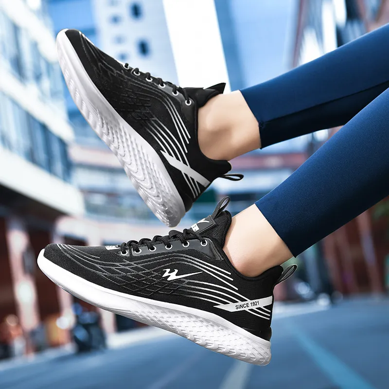 Binary Shock Absorbing, Non Slip, Wear Resistant, Breathable And Lightweight Low Top Running Shoes Women's Black White-7