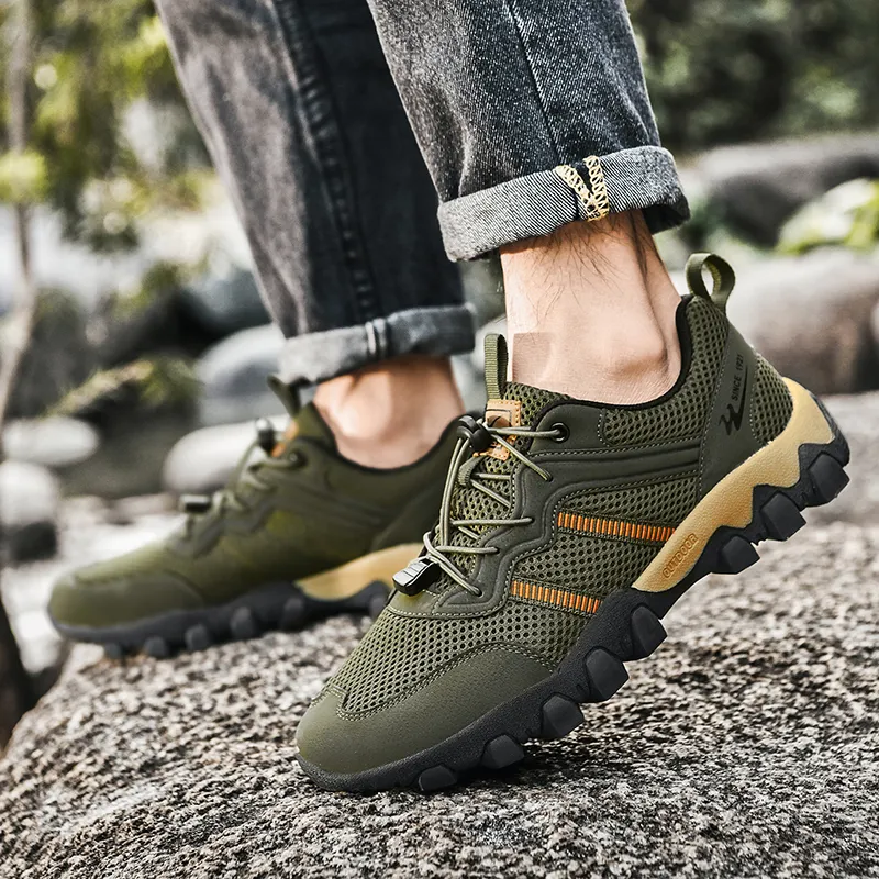 Binary Shock Absorbing, Non Slip, Wear Resistant, Breathable And Lightweight Low Top Outdoor Shoes Men's Army Green-9