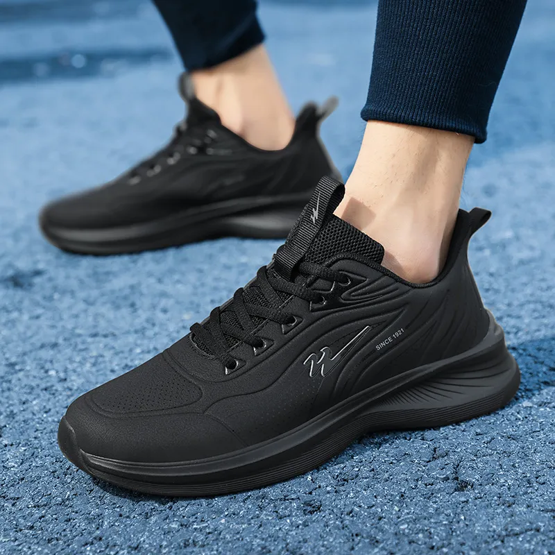 Binary Low Top Running Shoes Men's Black Warrior-7