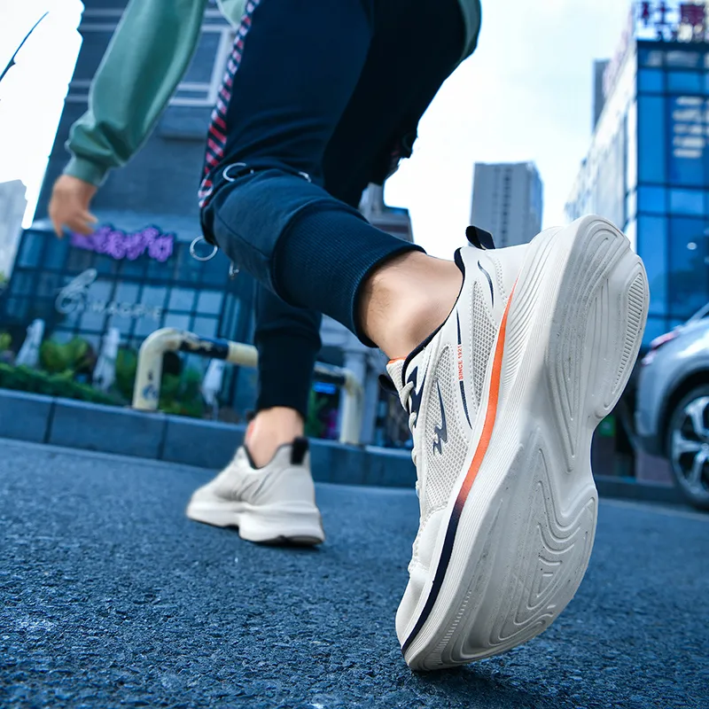 Binary Cushioning, Lightweight, Breathable, Slip Resistant Low Top Running Shoes Men's Ivory White-8