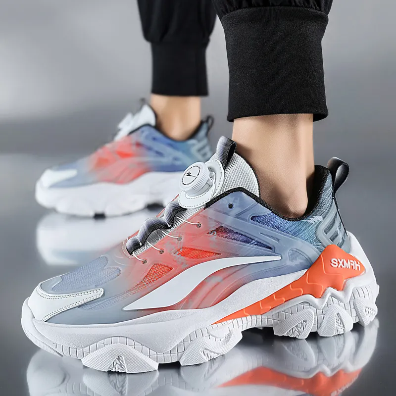 Binary Low Top Chunky Sneakers Men's Gray Orange-5