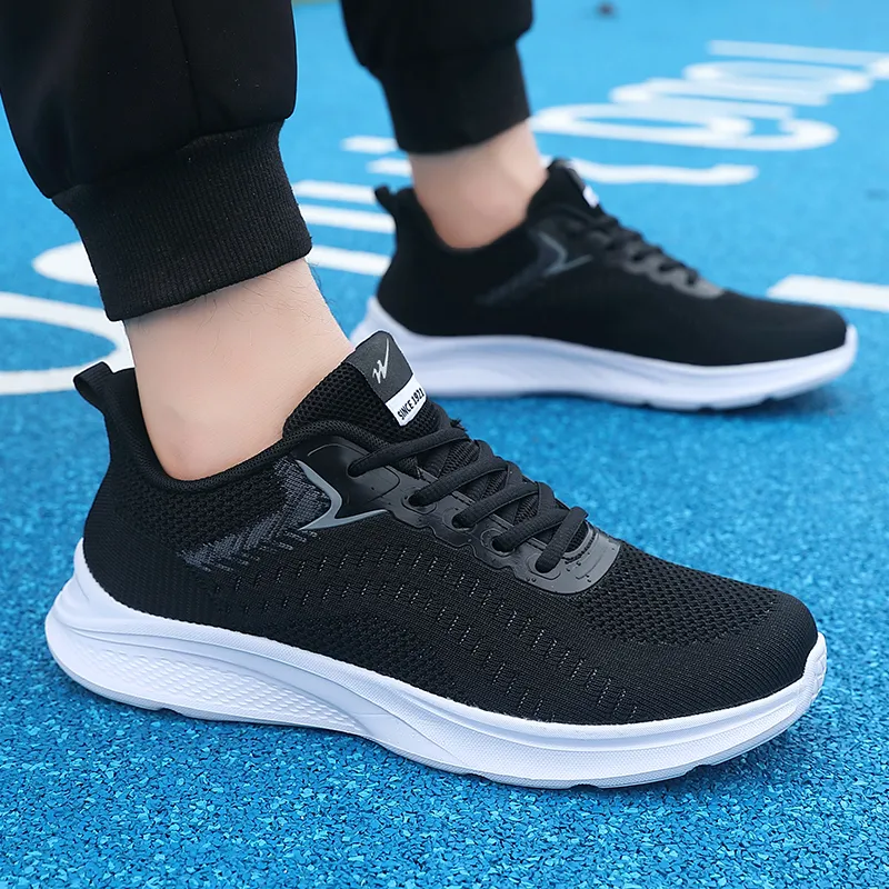 Binary Cushioning Anti Slip Wear Resistant Breathable Lightweight Rebound Low Top Running Shoes Men's Black-11