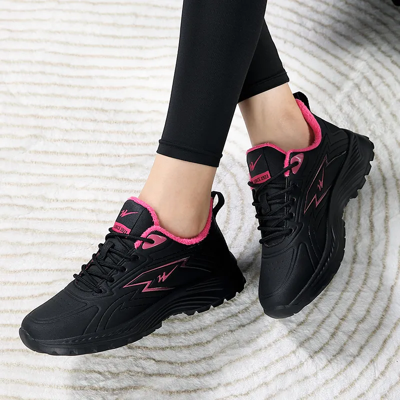 Binary Wear resistant And Lightweight Low Top Casual Shoes Women's All Black Red-6