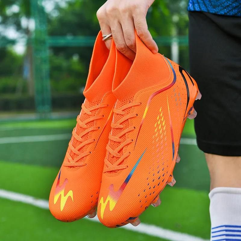 Binary FG Firm Ground Slip Resistant, Abrasion Resistant, Lightweight Soccer Shoes Unisex Orange-4