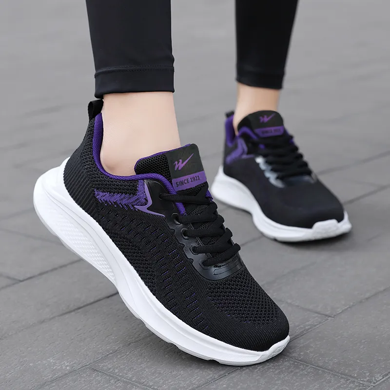 Binary Shock Absorbing, Non Slip, Wear Resistant, Breathable And Lightweight Low Top Running Shoes Women's Black Purple-4