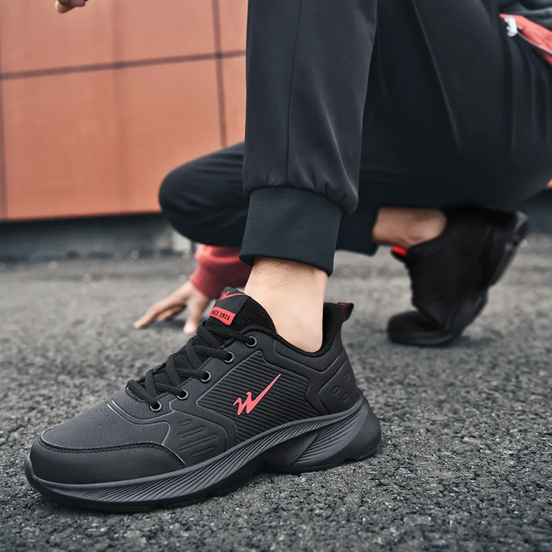 Binary Low Top Running Shoes Men's Black Red-7