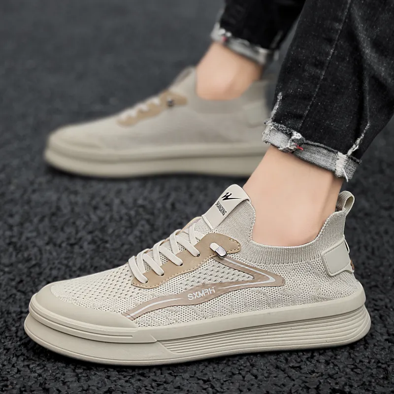 Binary Slip Resistant And Breathable Low Top Casual Shoes Men's Beige-5