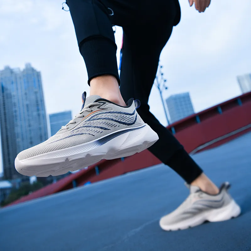 Binary Cushioning Anti Slip And Wear Resistant Breathable Support Low Top Running Shoes Men's Gray-7