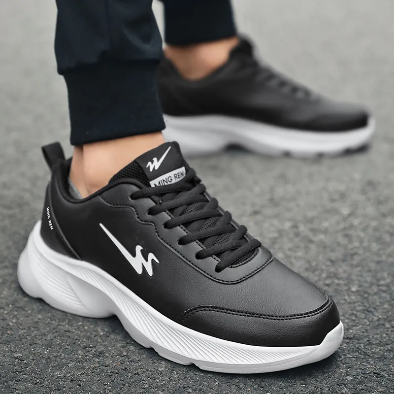 Binary Lightweight Rebound Low Top Casual Shoes Men's Black White-5