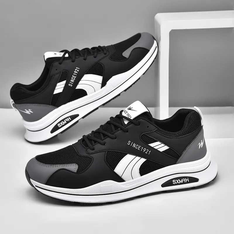 Binary Height Increasing, Lightweight, Breathable, Slip Resistant Low Top Casual Shoes Men's Black-4