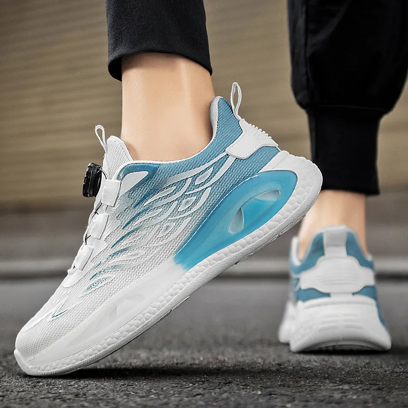 Binary Low Top Running Shoes Men's White Blue-8