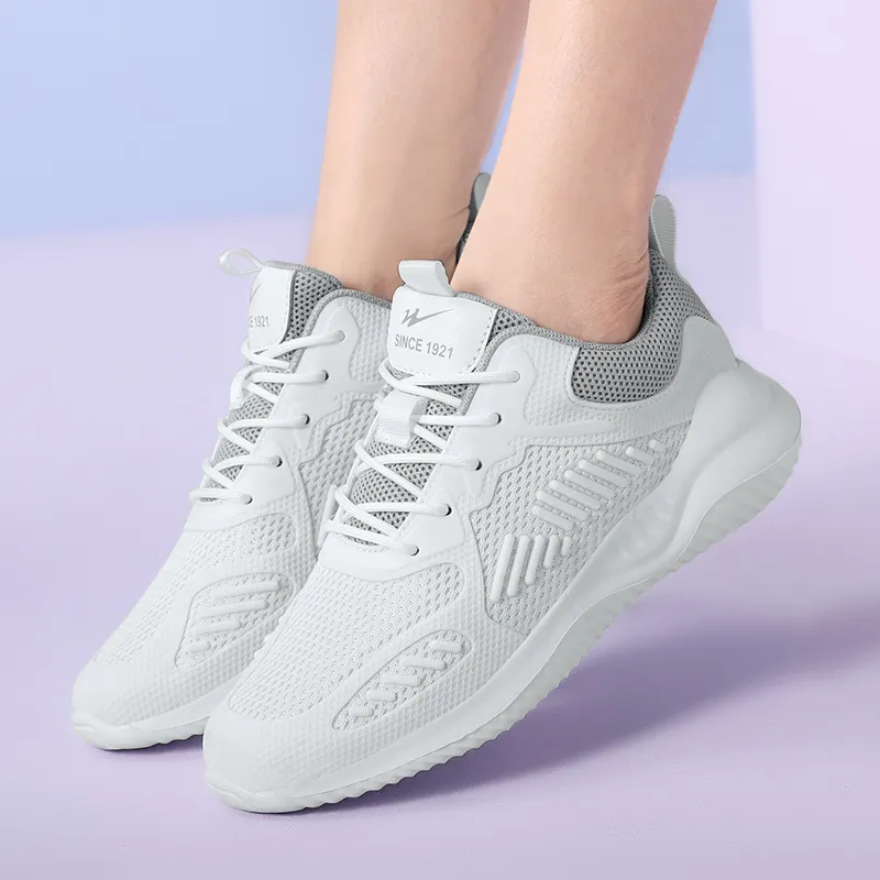 Binary Low Top Running Shoes Women's White Gray-5