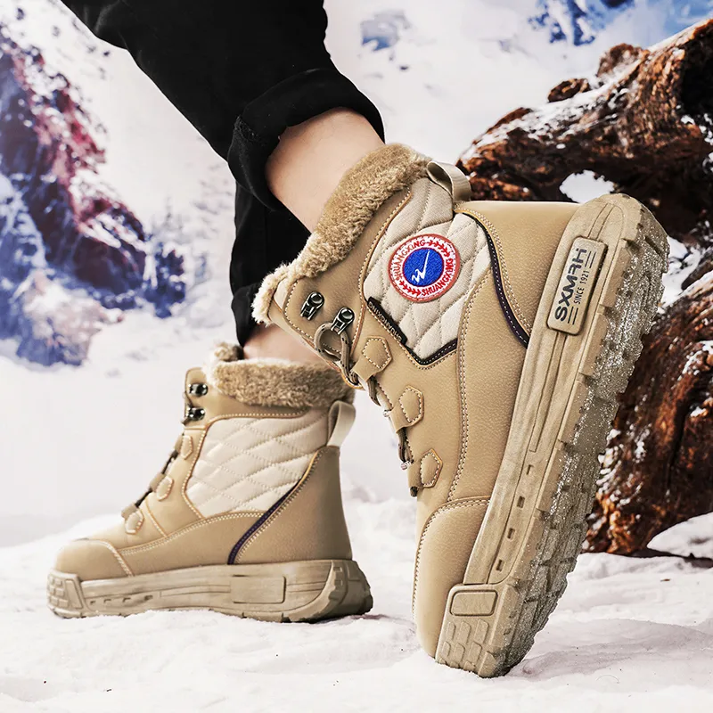 Binary Warm Wear Resistant Height Increasing Short Martin Boot Men's Khaki-5