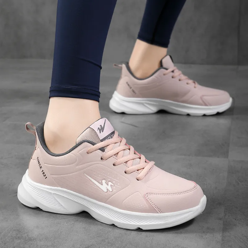 Binary Cushioning Height Increasing Lightweight Slip Resistant Low Top Casual Running Shoes Women's Pink-5