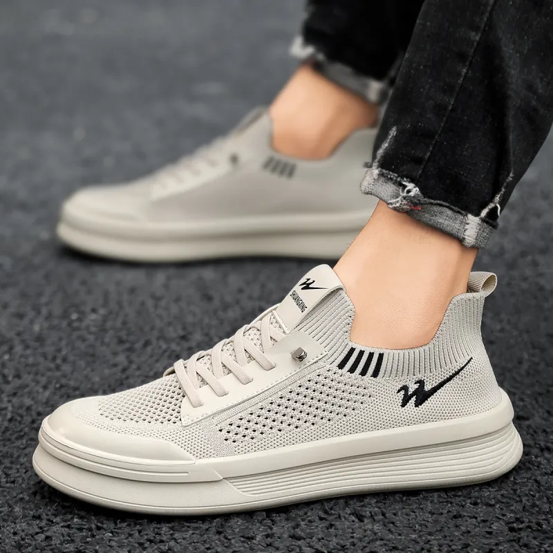 Binary Non slip Lightweight Low Top Casual Shoes Men's Beige-5