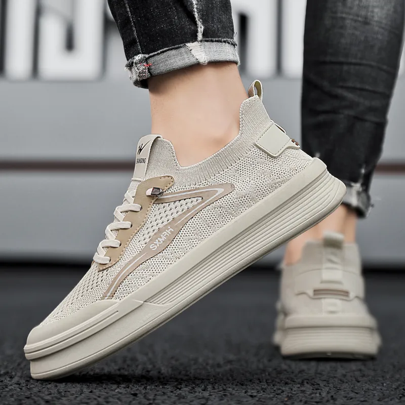 Binary Slip Resistant And Breathable Low Top Casual Shoes Men's Beige-7