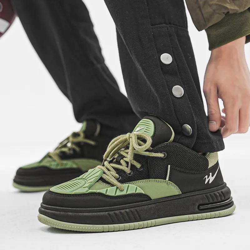 Binary Low Top Skateboard Shoes Men Black Green-7