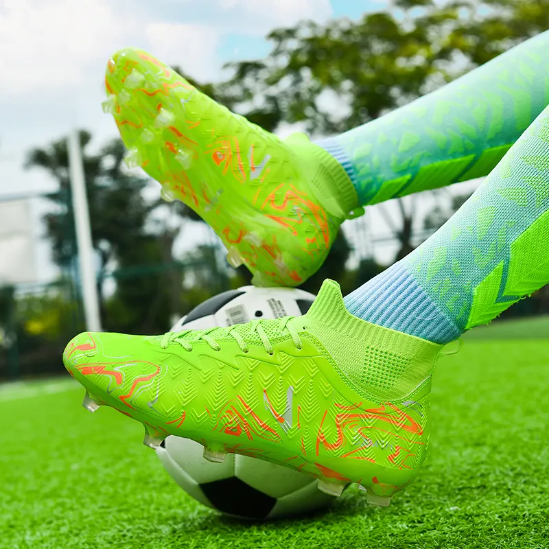 Binary FG Firm Ground Cushioning Abrasion Resistant Lightweight Slip Resistant Soccer Shoes Unisex Neon Green-4