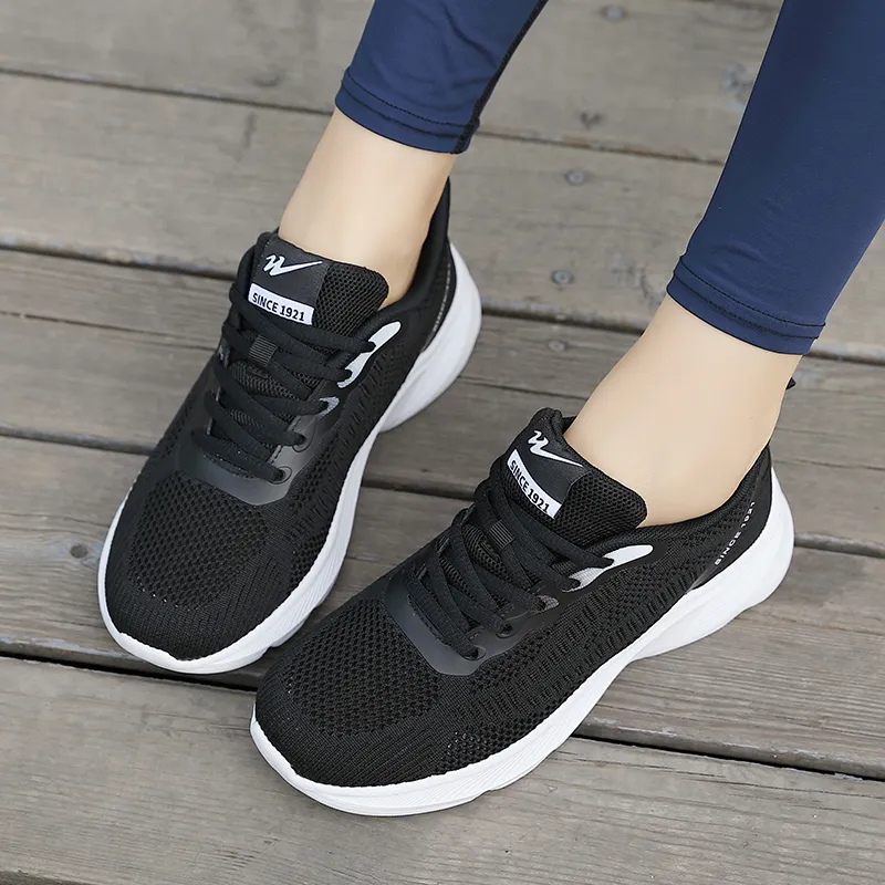 Binary Shock Absorbing, Non Slip, Wear Resistant, Breathable And Lightweight Low Top Running Shoes Women's Black White-3