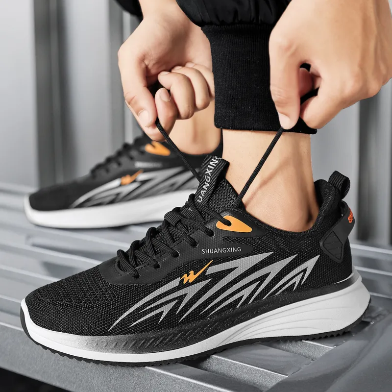 Binary Low Top Running Shoes Men's Black Orange-7