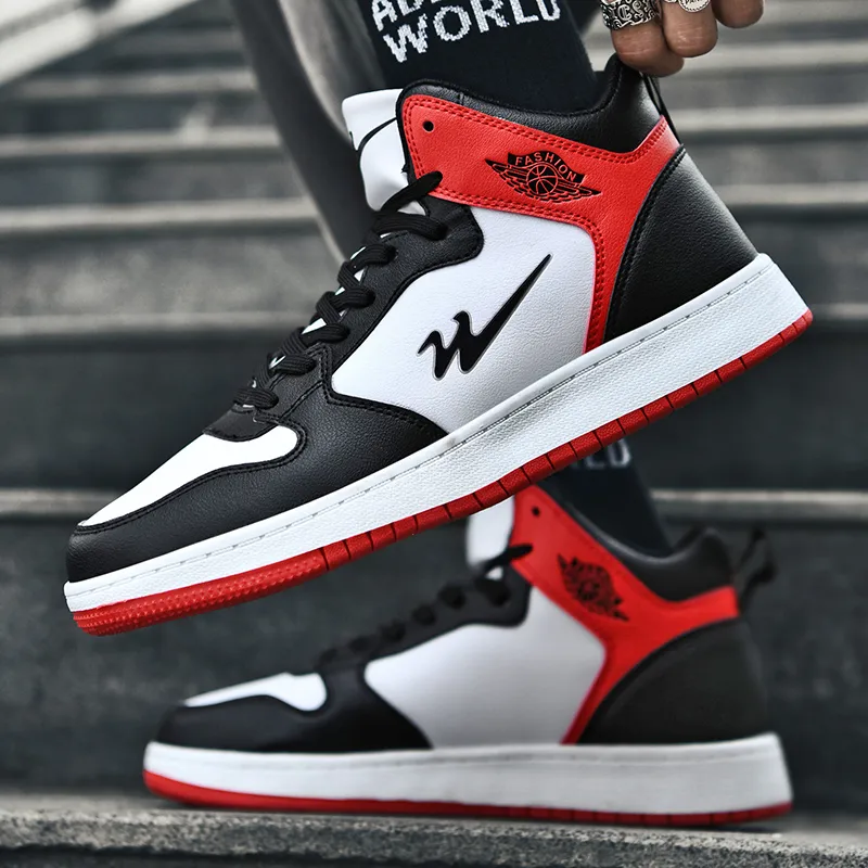 Binary High Top Skateboard Shoes Men's Red-6