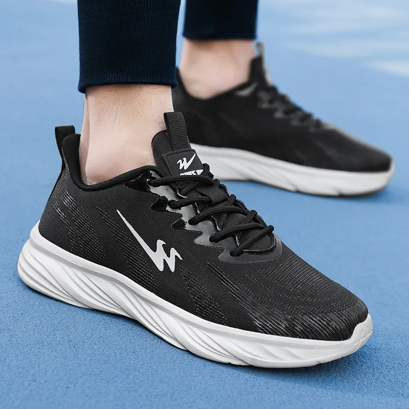 Binary Low Top Running Shoes Men's Black White-5