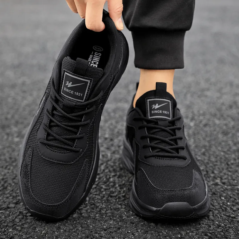 Binary Cushioning Rebound Height Increasing Lightweight Breathable Slip Resistant Low Top Running Shoes Men's Black-3