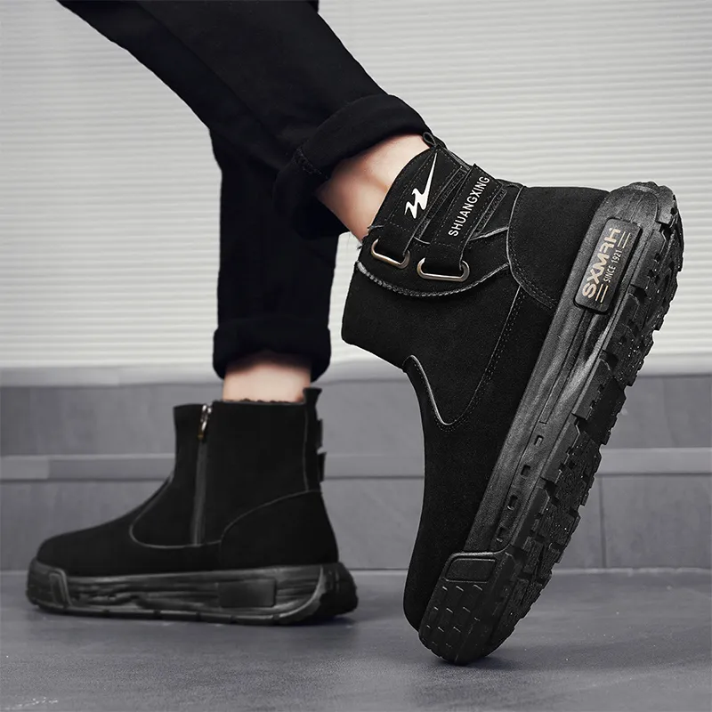 Binary Thermal Waterproof Abrasion Resistant Short Snow Boots Men's Black-6