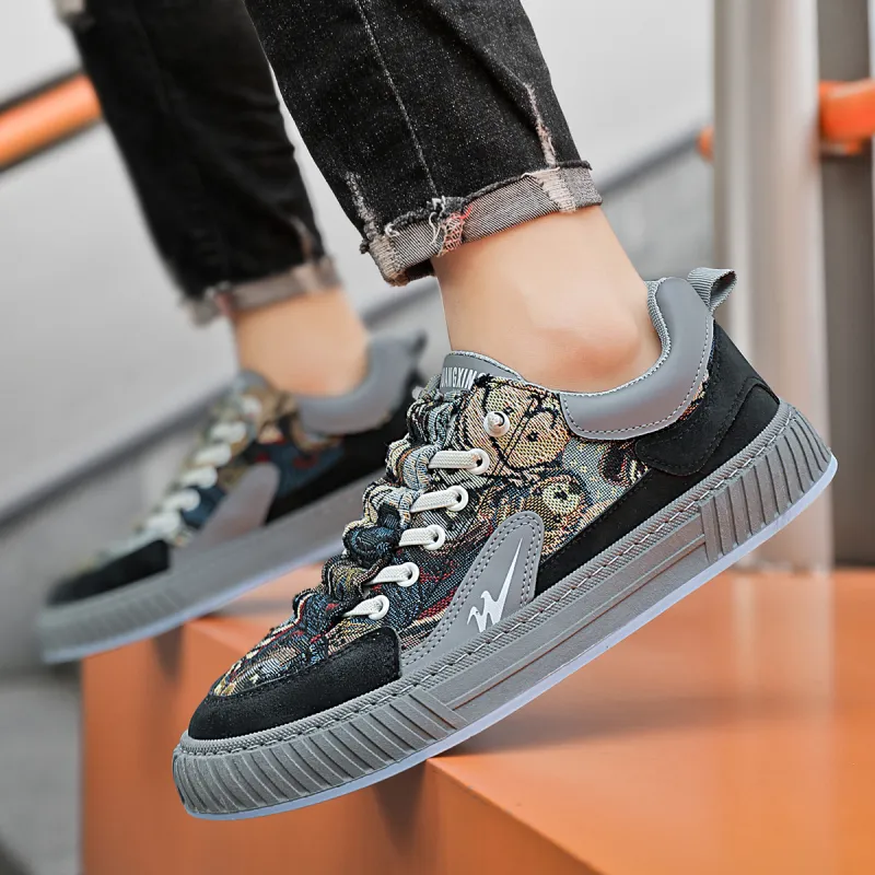 Binary Low Top Skateboard Shoes Men's Gray-6