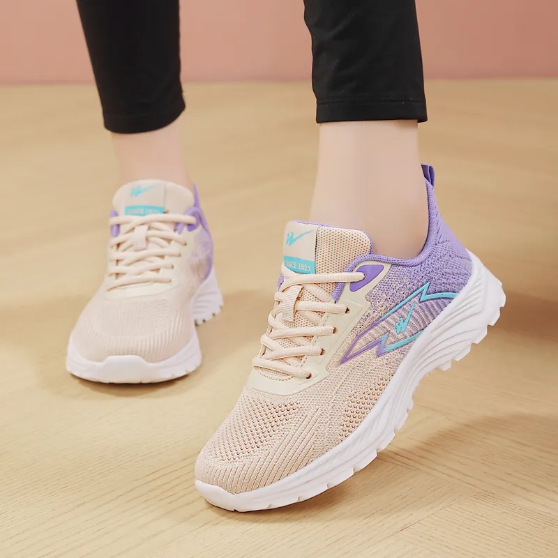Binary Cushioning, Lightweight, Breathable, Slip Resistant Low Top Casual Shoes Women's Purple Pink-6