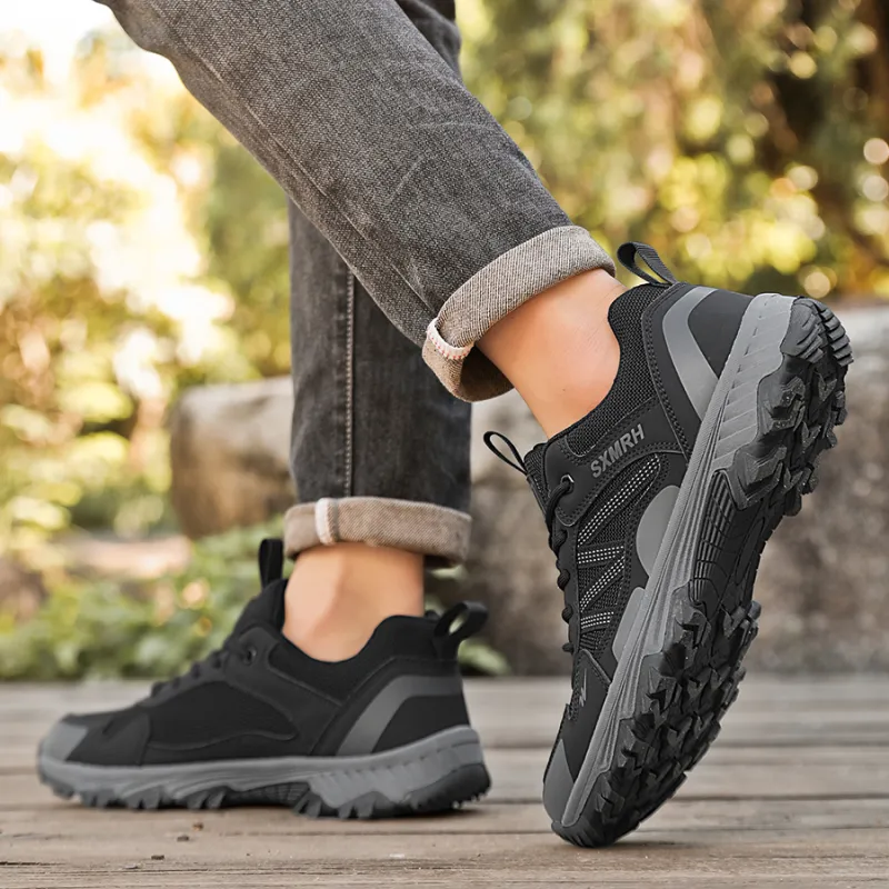 Binary Cushioning Abrasion Resistant Lightweight Breathable Slip Resistant Low Top Hiking Shoes Men's Black-5