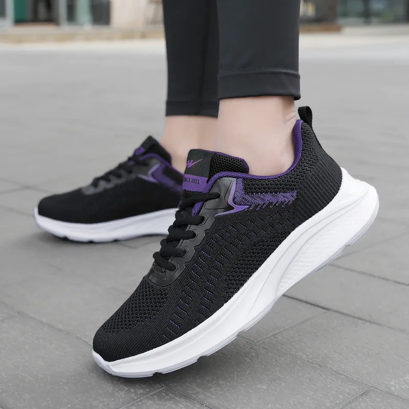 Binary Shock Absorbing, Non Slip, Wear Resistant, Breathable And Lightweight Low Top Running Shoes Women's Black Purple-3