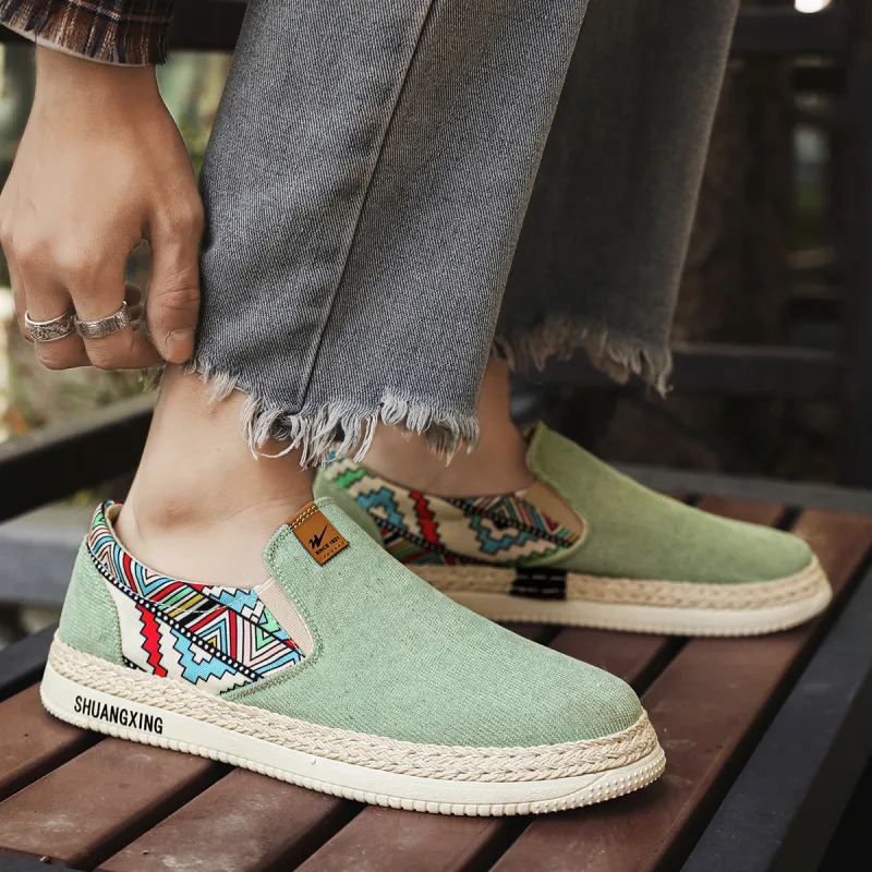 Binary Low Top Canvas Shoes Men's Green-12
