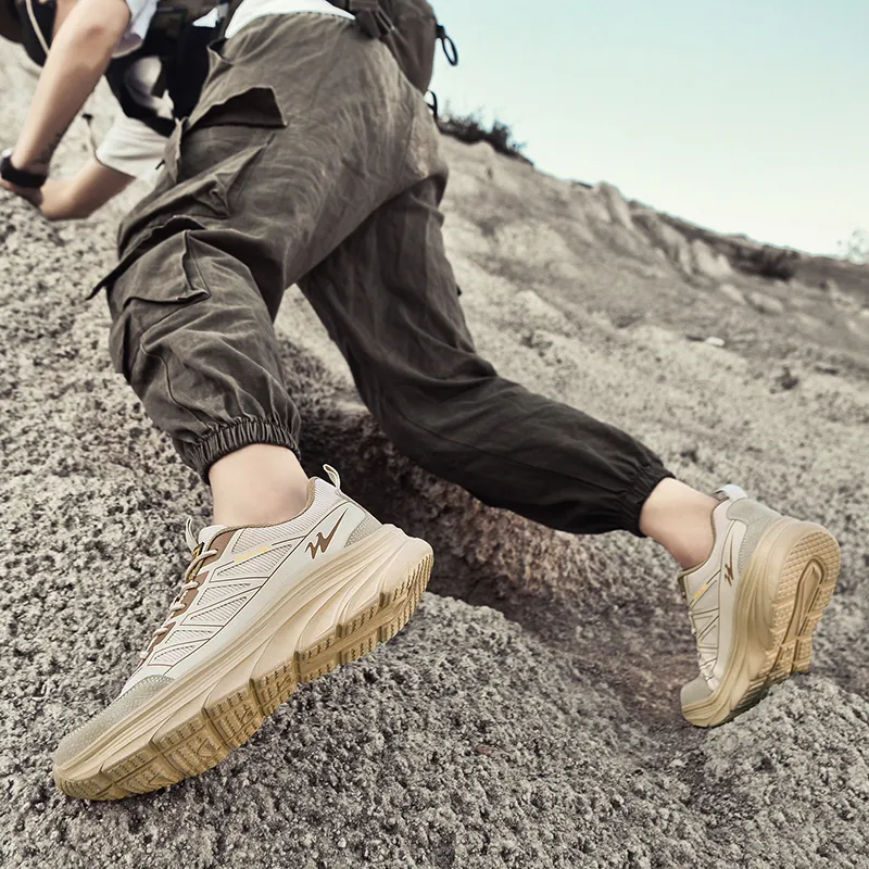 Binary Cushioning Height Increasing Support Lightweight Breathable Slip Resistant Low Top Outdoor Shoes Men's Sand-5