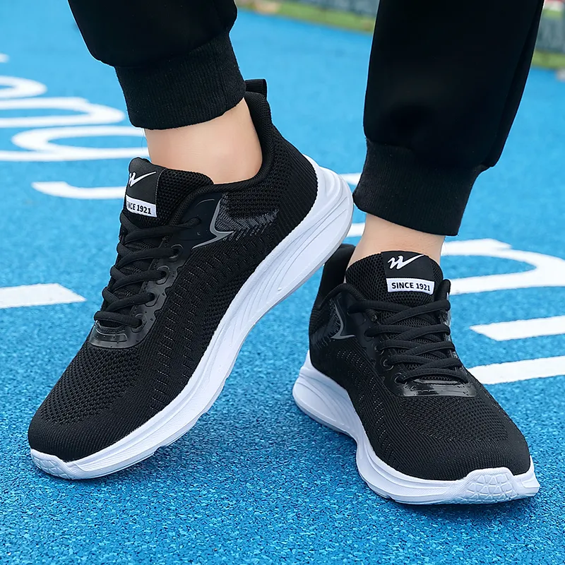 Binary Cushioning Anti Slip Wear Resistant Breathable Lightweight Rebound Low Top Running Shoes Men's Black-9