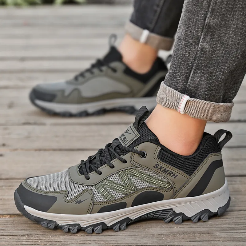 Binary Cushioning Abrasion Resistant Lightweight Breathable Slip Resistant Low Top Outdoor Shoes Men's Army Green-5