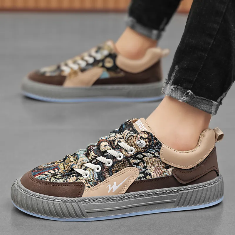 Binary Low Top Skateboard Shoes Men's Brown-5
