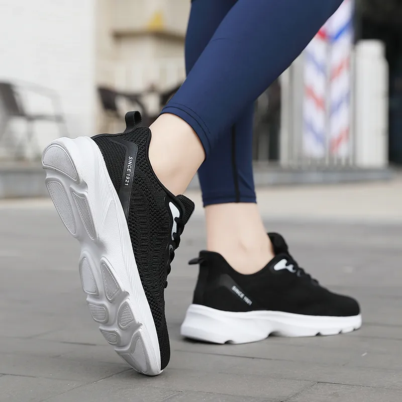 Binary Shock Absorbing, Non Slip, Wear Resistant, Breathable And Lightweight Low Top Running Shoes Women's Black White-7