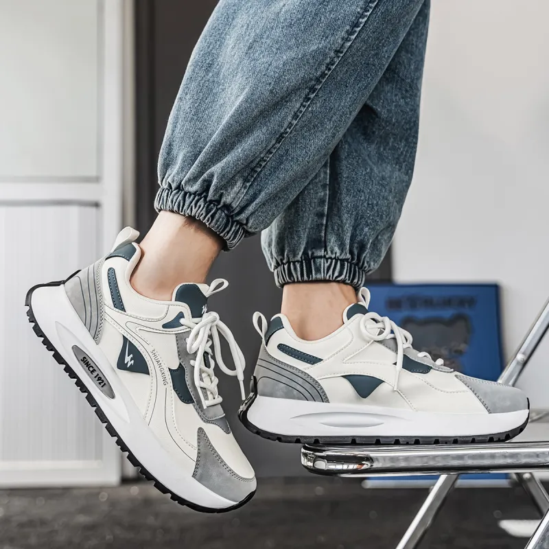 Binary Low-Top Running Shoes Men's Beige Blue-6