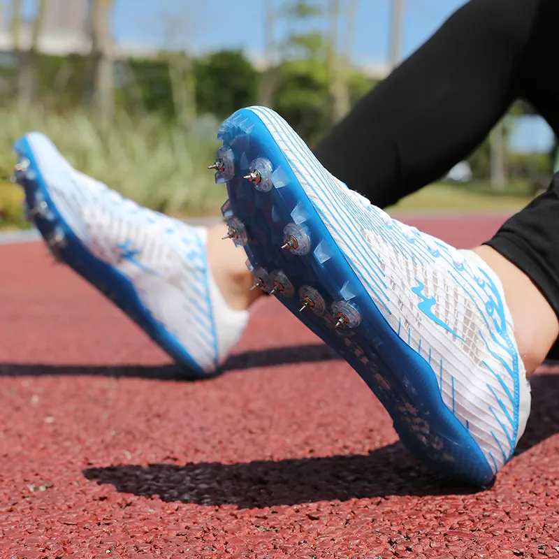 Binary Cushioned Anti-Slip Wear-Resistant Breathable Lightweight Running Shoes Unisex White Blue-9