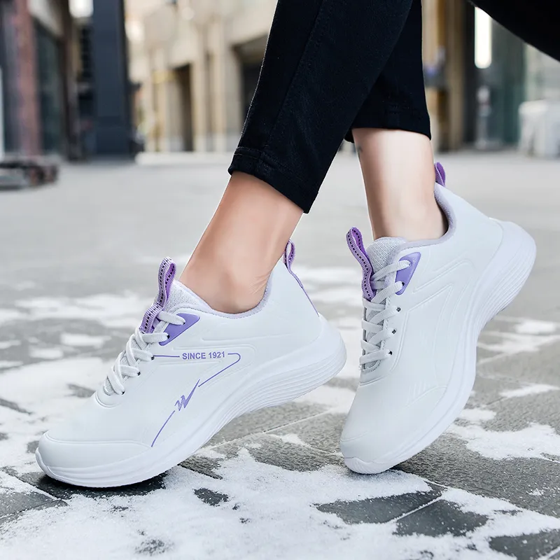 Binary Low Top Running Shoes Women's White Purple-6