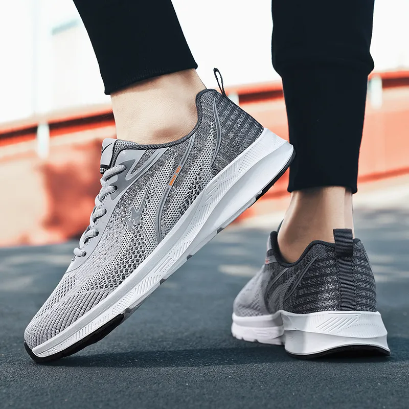 Binary Shock Absorbing, Non Slip, Wear Resistant, Breathable And Lightweight Low Top Running Shoes Unisex Gray-3