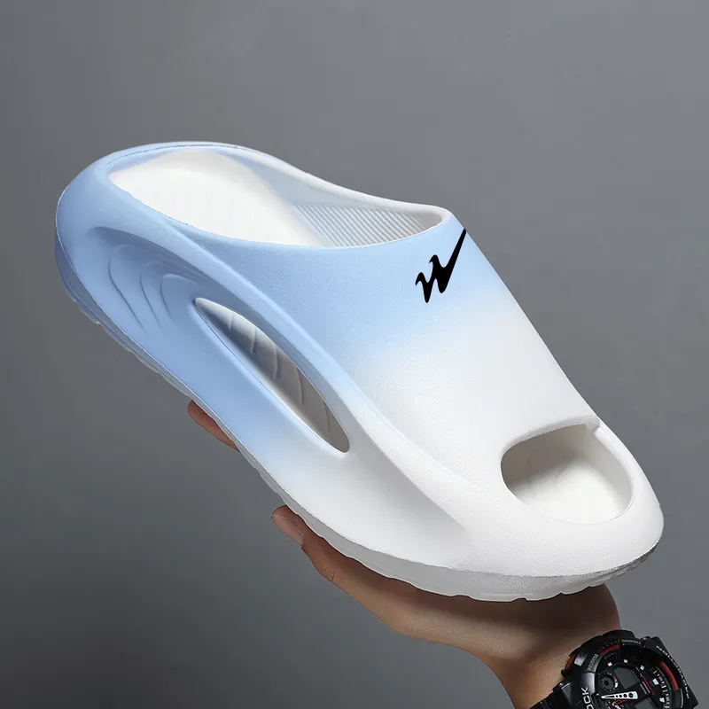 Binary EVA Quick Dry Slip Resistant Slide Slippers Men's White Blue-4